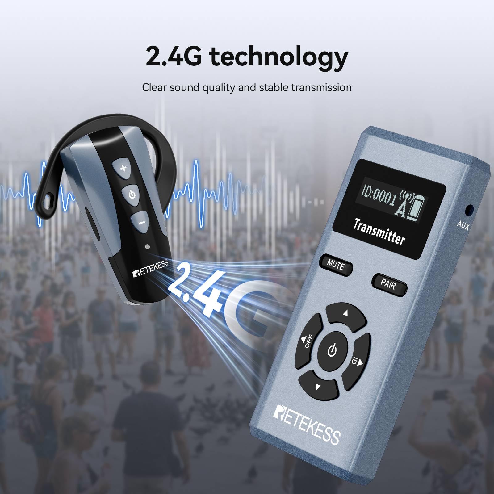 Retekess TT106S Earhook Tour Guide System, Tour Guide Headsets(2TX 30RX)