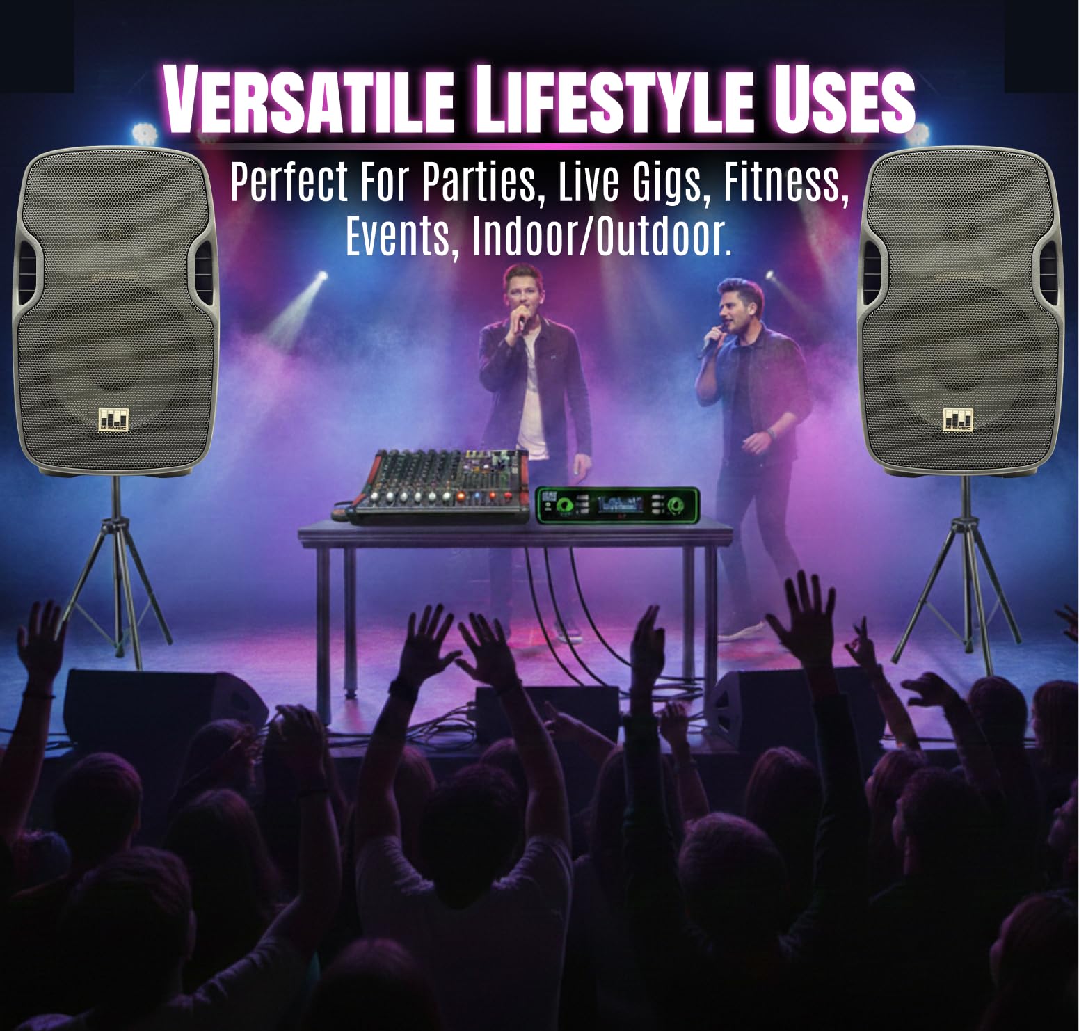 Pa Speaker System with Wireless Microphone and Speakers 12” w/2000W