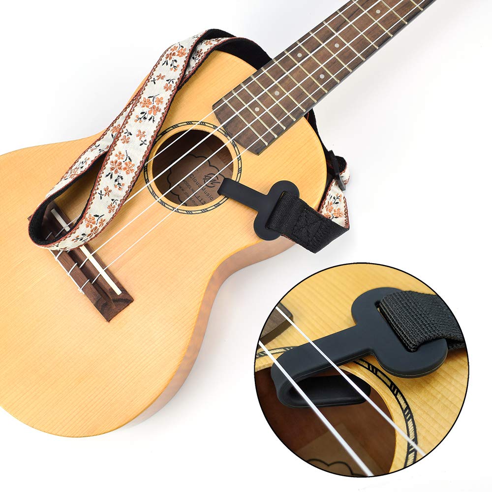 CLOUDMUSIC Ukulele Strap Clip On, Orange Flowers In Breige