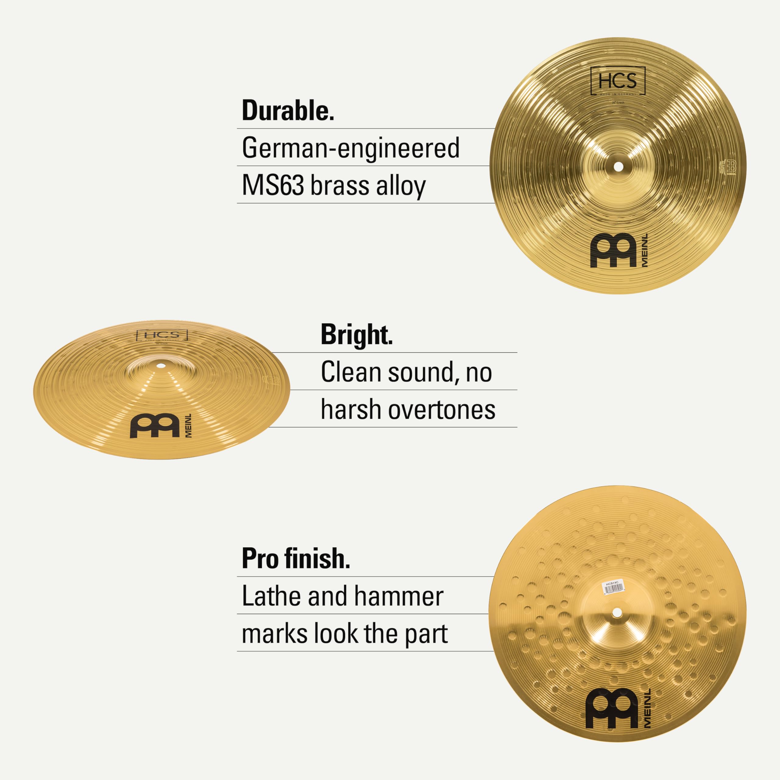 Meinl Cymbals Crash Cymbal for Drums, 14″ HCS — MADE IN GERMANY