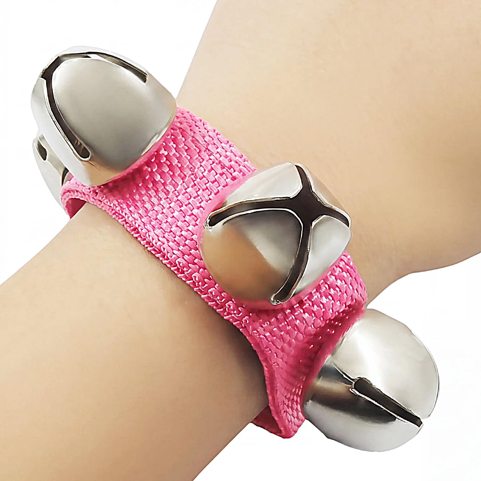 Auvotuis 2 Pcs Adjustable Hand Wrist Bells Triggers, Pink