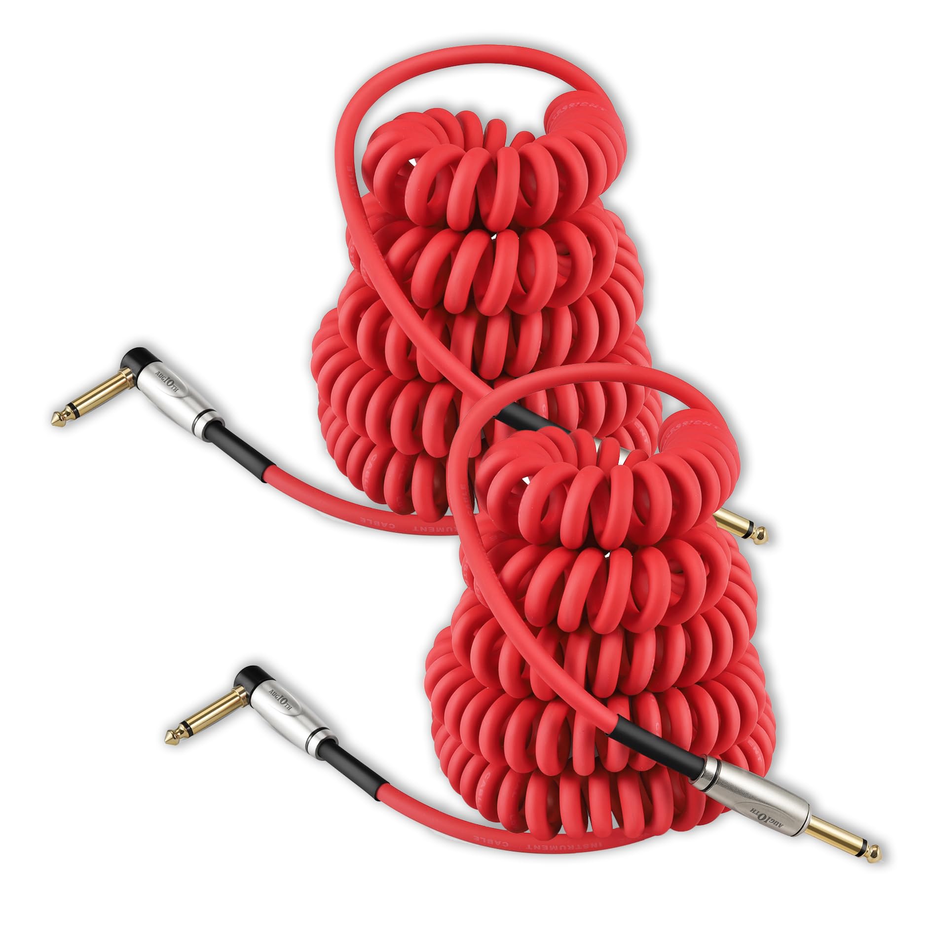 Augioth Curly Guitar Cable 10ft 2Pack Red