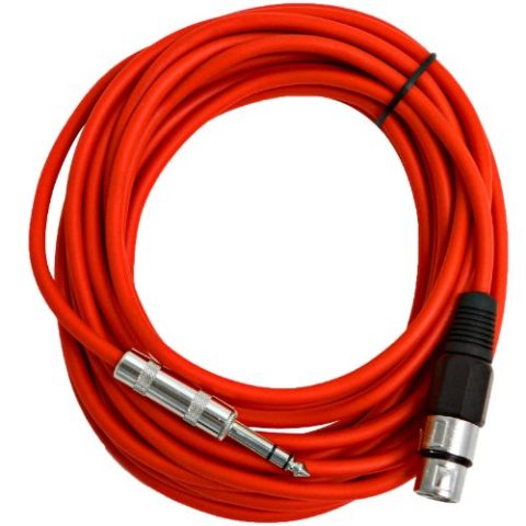 Seismic Audio – SATRXL-F25Red – 25 Foot Red XLR Female to 1/4 Inch TRS Patch Cable Snake Cords – Balanced