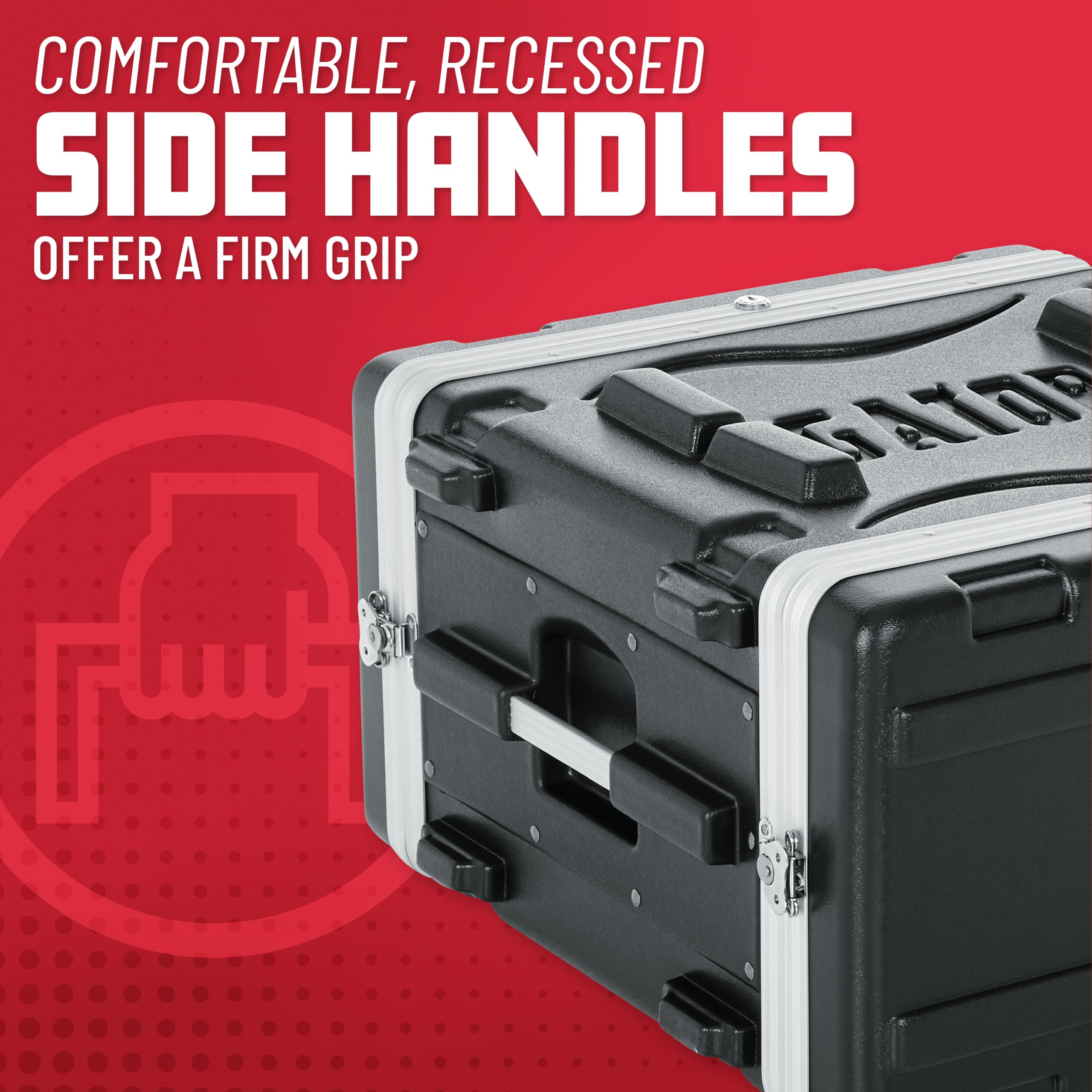 Gator Cases Lightweight Molded 6U Rack Case with Heavy Duty Latches, Standard 19.25″ Depth (GR-6L)
