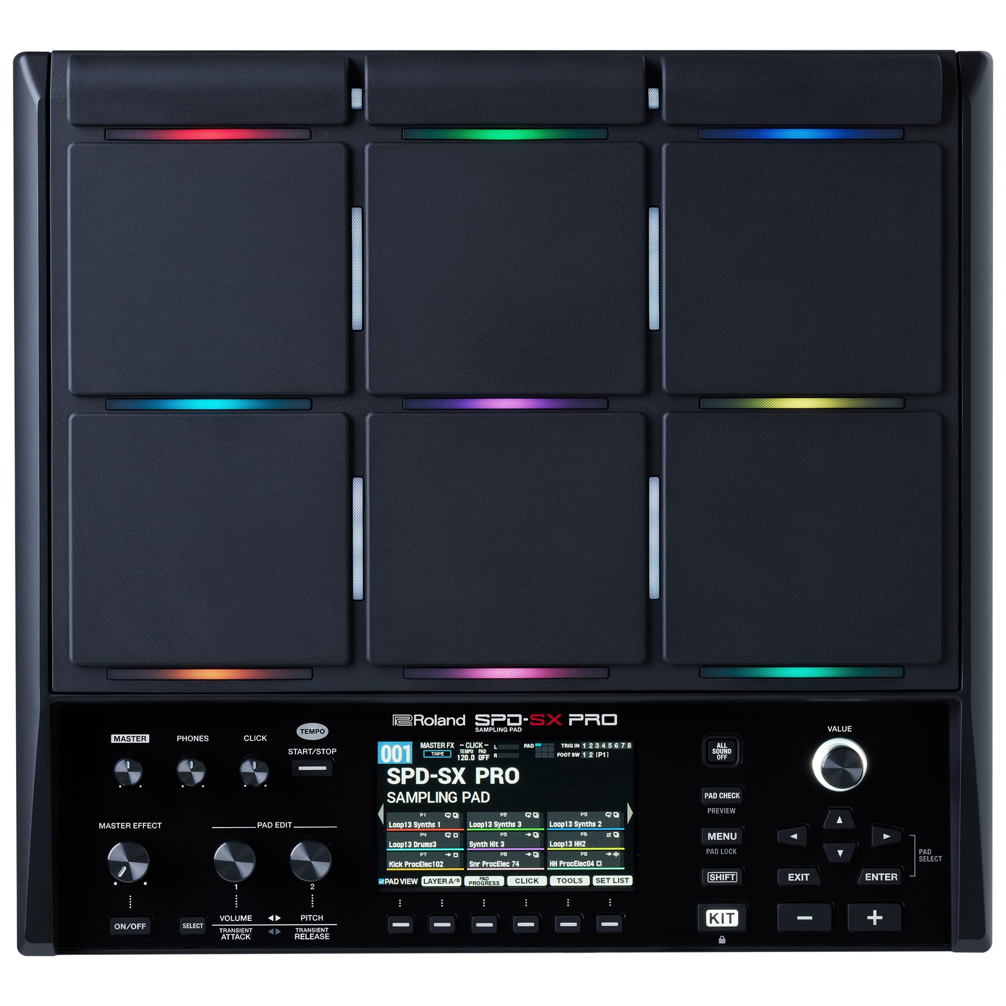 Roland SPD-SX PRO Sampling Pad | The Flagship Sampling Pad for Drummers & Other Musicians | 9 Playing Surfaces, 8 External Trigger Inputs, Color Display, Customizable Pad LEDs, Onboard FX & More