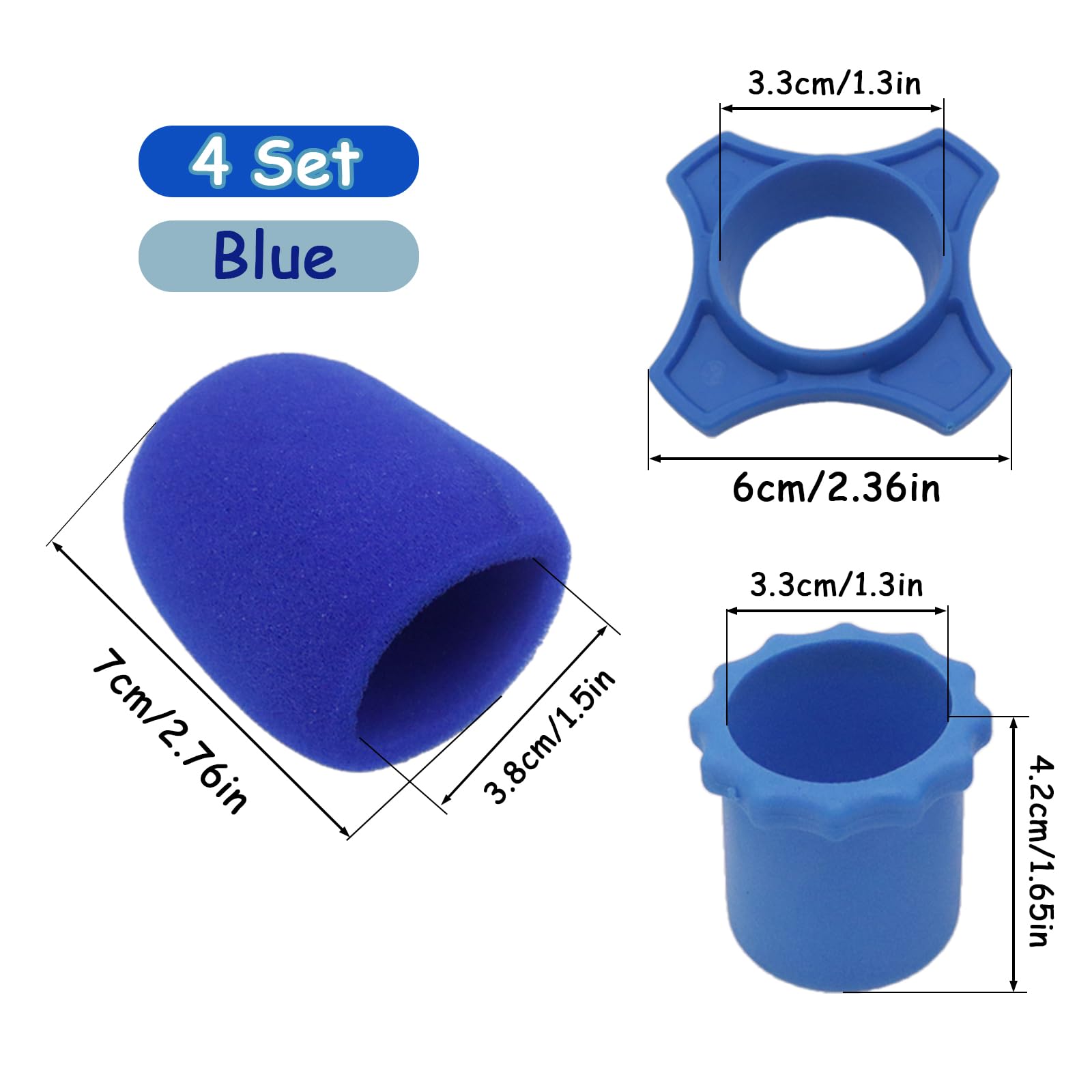 Cheerock 4-Set Blue Handheld Mic Protection Kit Silicone Ring Windscreen