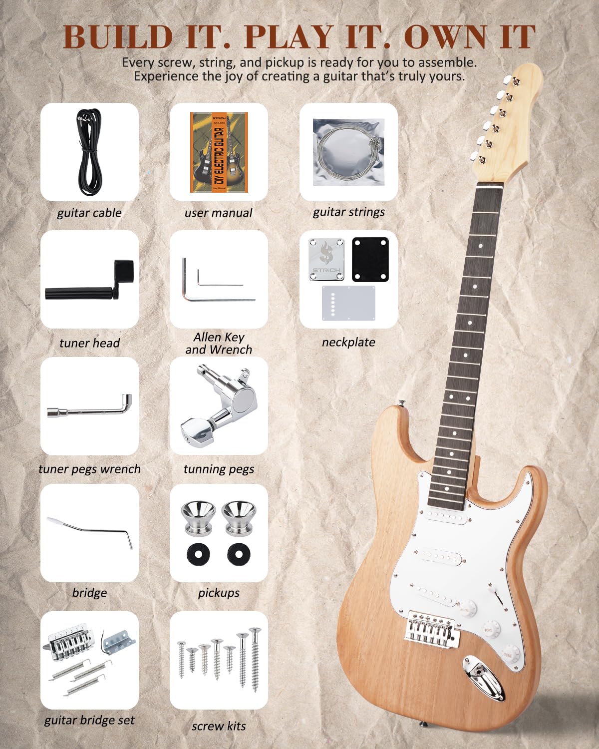STRICH DIY Electric Guitar Kit ST Full Size