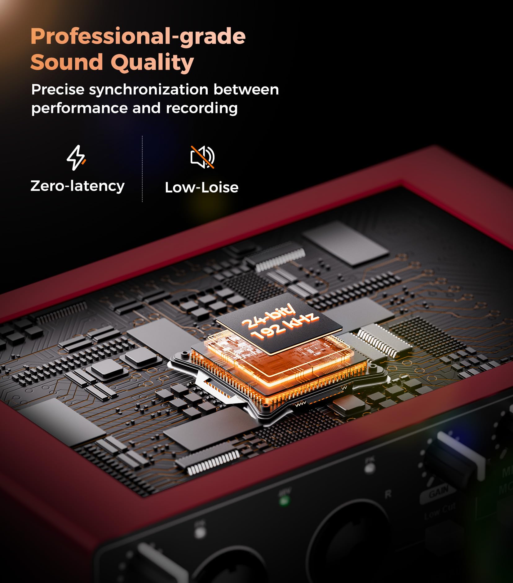 Tisino 24Bit/192kHz USB Audio Interface for Studio Recording, Red