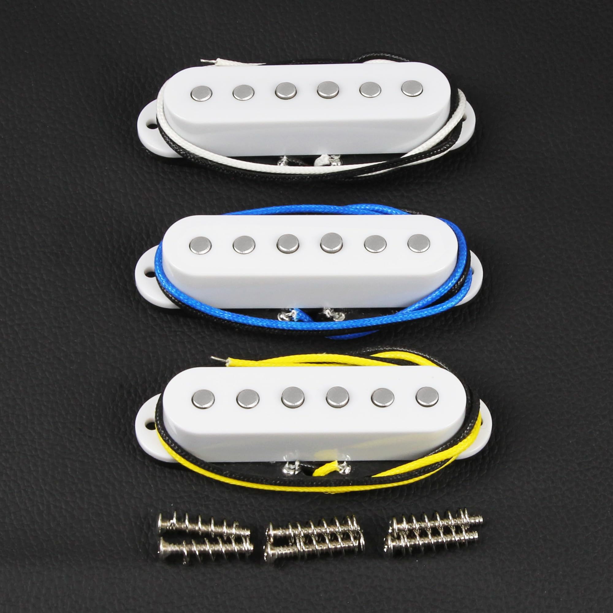 FLEOR Single Coil Pickup Alnico 5 Guitar Neck/Middle/Bridge Pickups Set Staggered, White