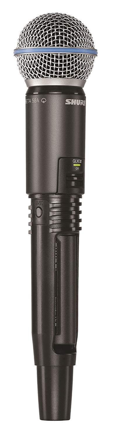 Shure GLXD24/B58 Microphone System with GLXD4 Receiver and GLXD2 Handheld Transmitter with BETA 58A Vocal Mic Capsule