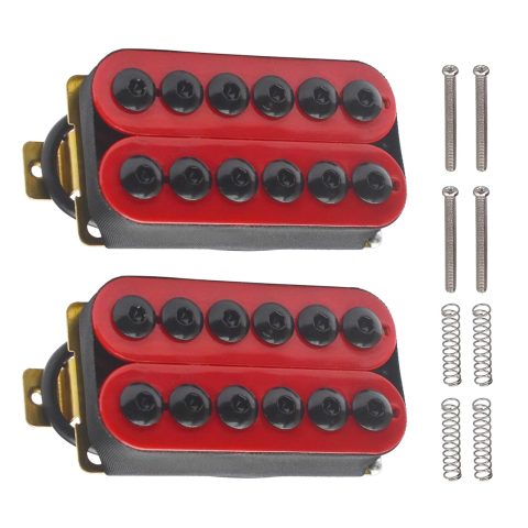 SAPHUE Adjustable Metal Double Coil Electric Guitar Pickups Humbucker Punk Neck/Bridge Pickup (Red)