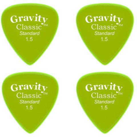 Gravity Picks Classic Guitar Pick – 1.5mm Fluorescent Green – Polished x 4 Pack