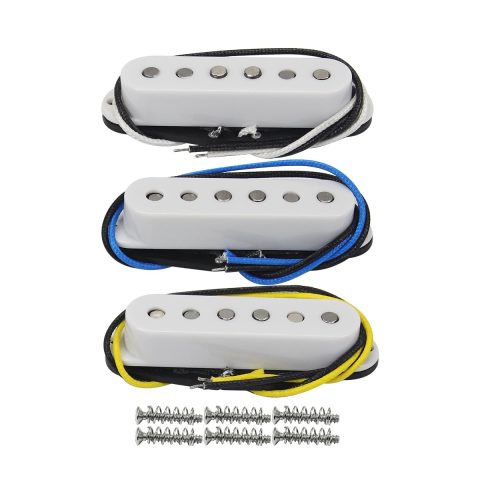 FLEOR Single Coil Pickup Alnico 5 Guitar Neck/Middle/Bridge Pickups Set Staggered, White