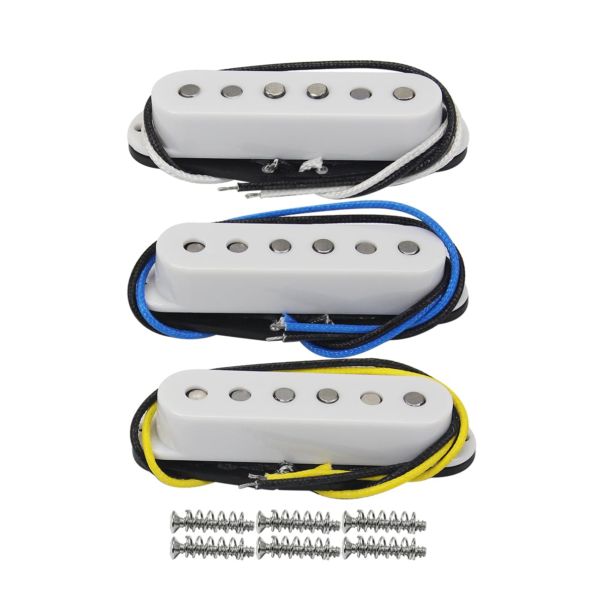FLEOR Single Coil Pickup Alnico 5 Guitar Neck/Middle/Bridge Pickups Set Staggered, White
