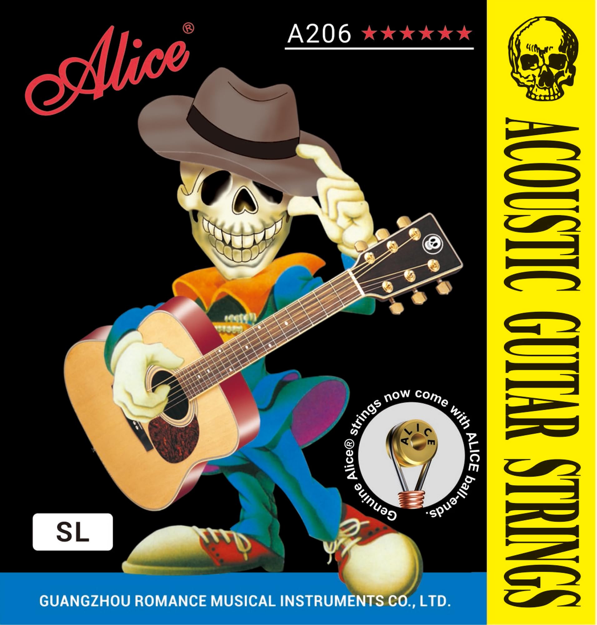 Alice Acoustic Guitar Strings Set – 6-String for Beginner, Briliant Steel Copper Alloy in Phosphor Bronze Color, 5 Packs (A206 Super Light)