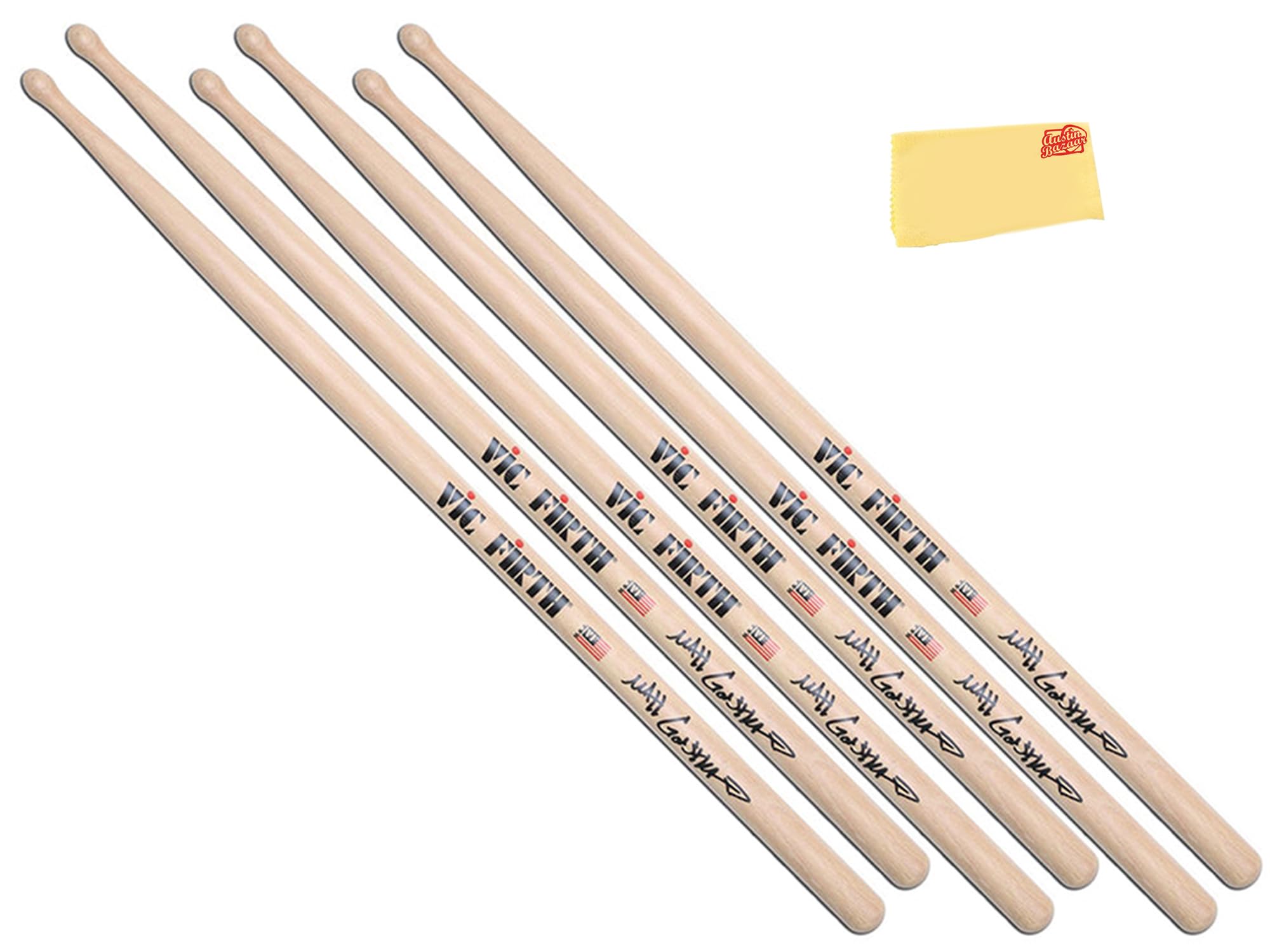 Vic Firth Signature Series Matt Garstka Drumsticks – 3‑Pack Bundle with Austin Bazaar Polishing Cloth