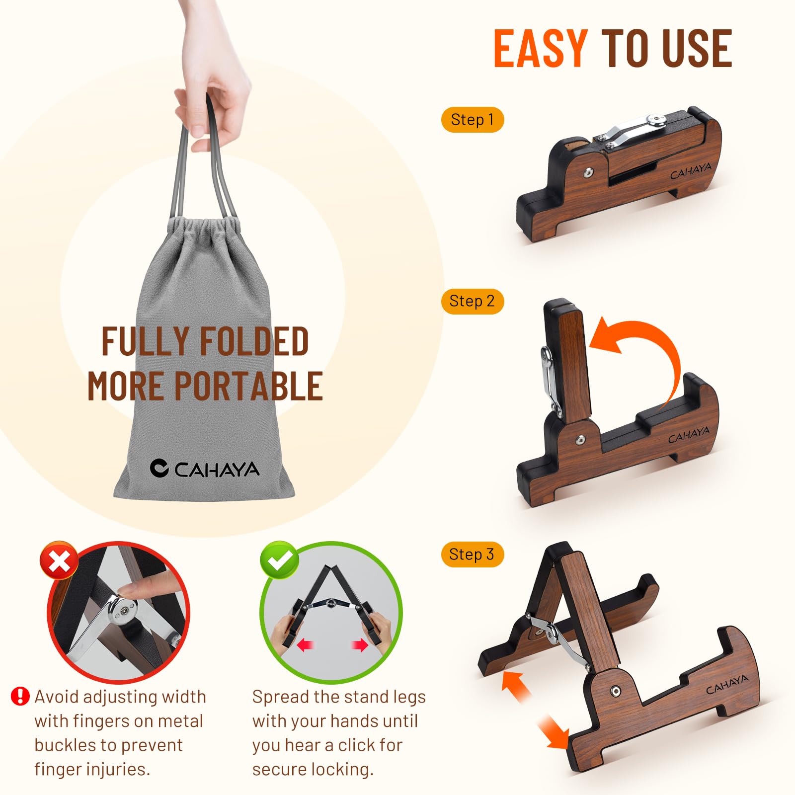 CAHAYA Guitar Stand Floor Wooden Portable Foldable A-Frame Guitar Stands