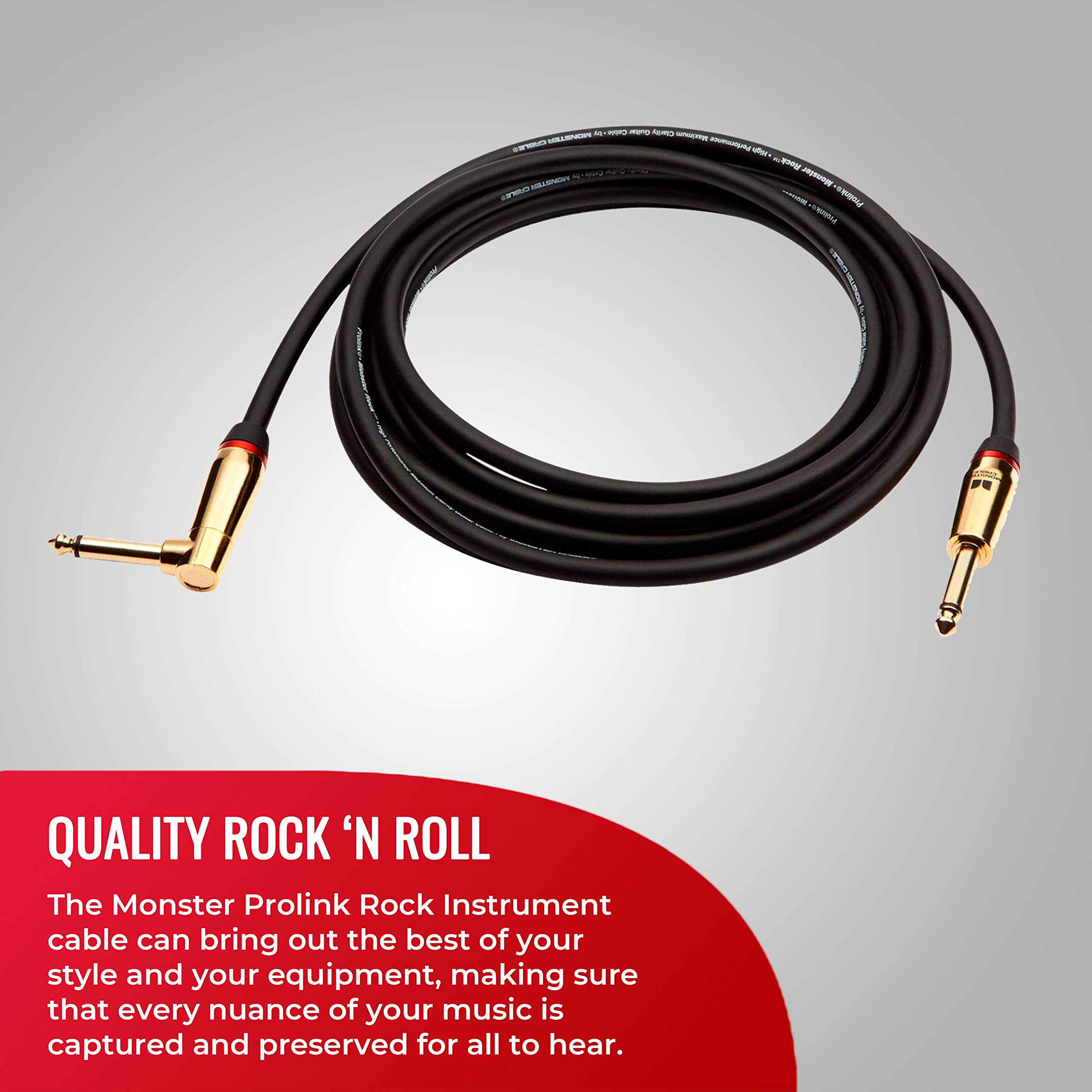 Monster Prolink Rock Instrument Cable – 12′ – Right Angle to Straight