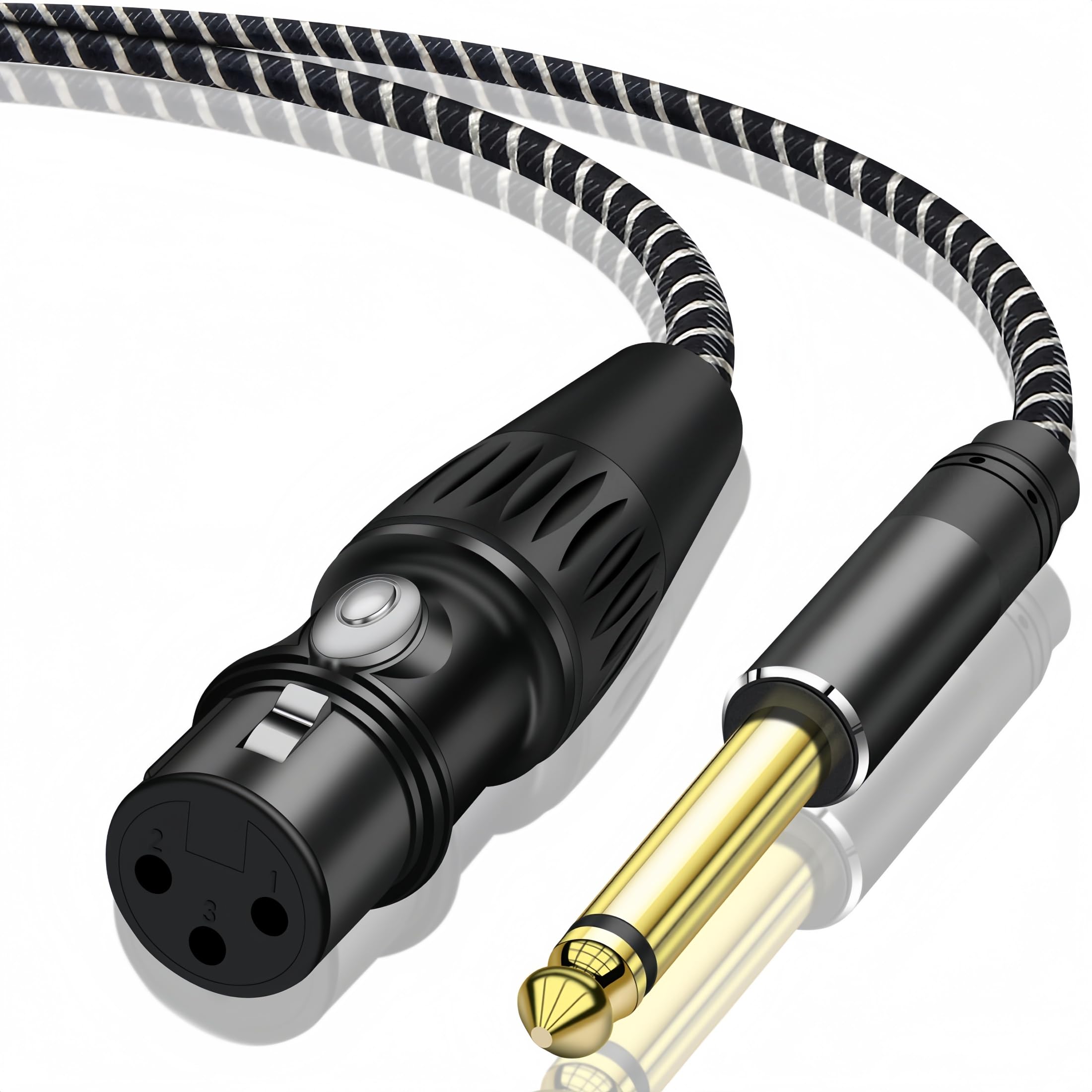 QIMIAOUS Female XLR to 1/4 Inch (6.35mm) TS Mono Jack Microphone Cable, 3.3FT Unbalanced 3 Pin XLR Female to Quarter inch TS Male Mic Cord for Dynamic Microphone Guitar Mixer