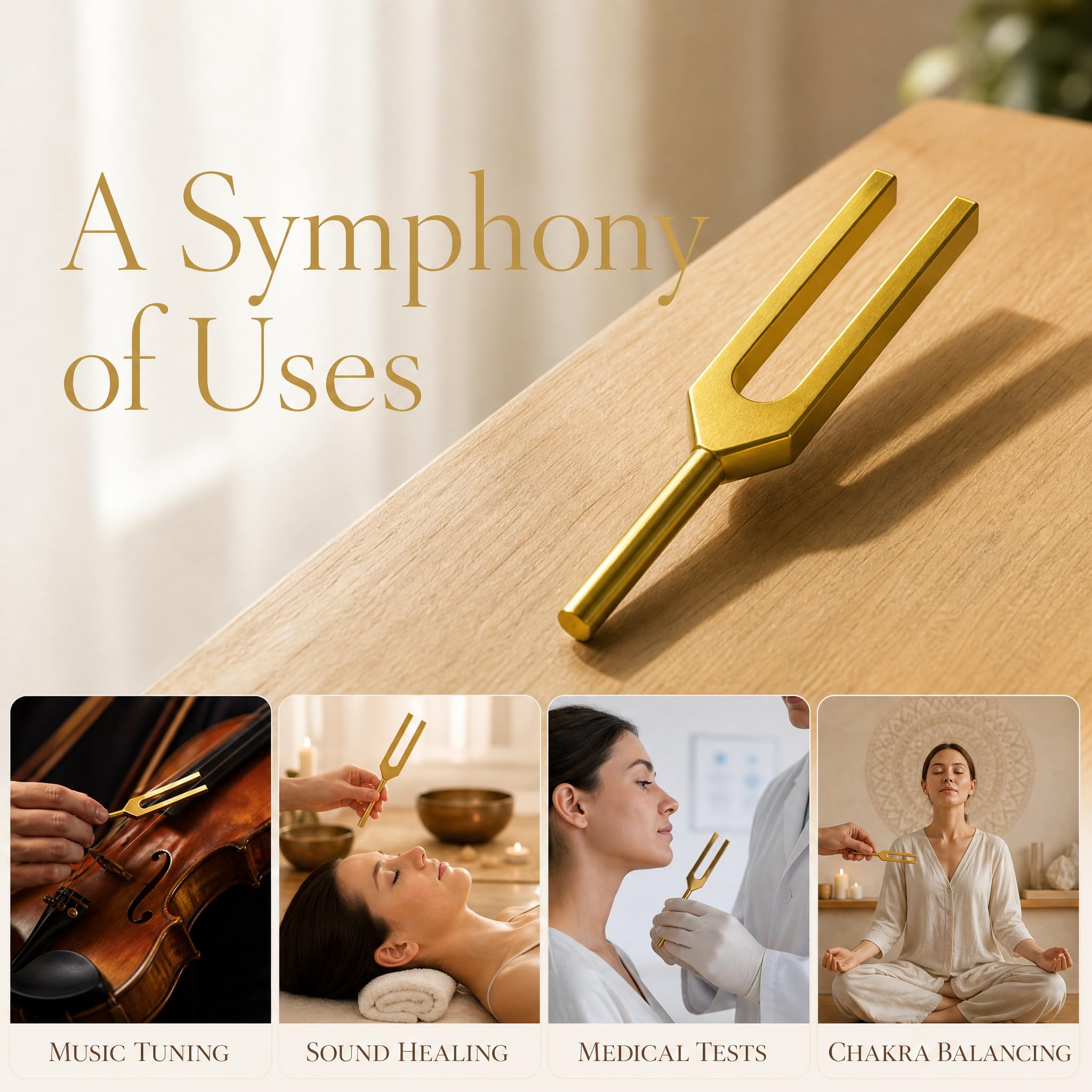 Miwayer Professional RE 285Hz Tuning Forks Golden for Healing, Medical, and Music – Multi-Frequency Tuning Fork Kit for Sound Therapy, Meditation, Chakra Balancing