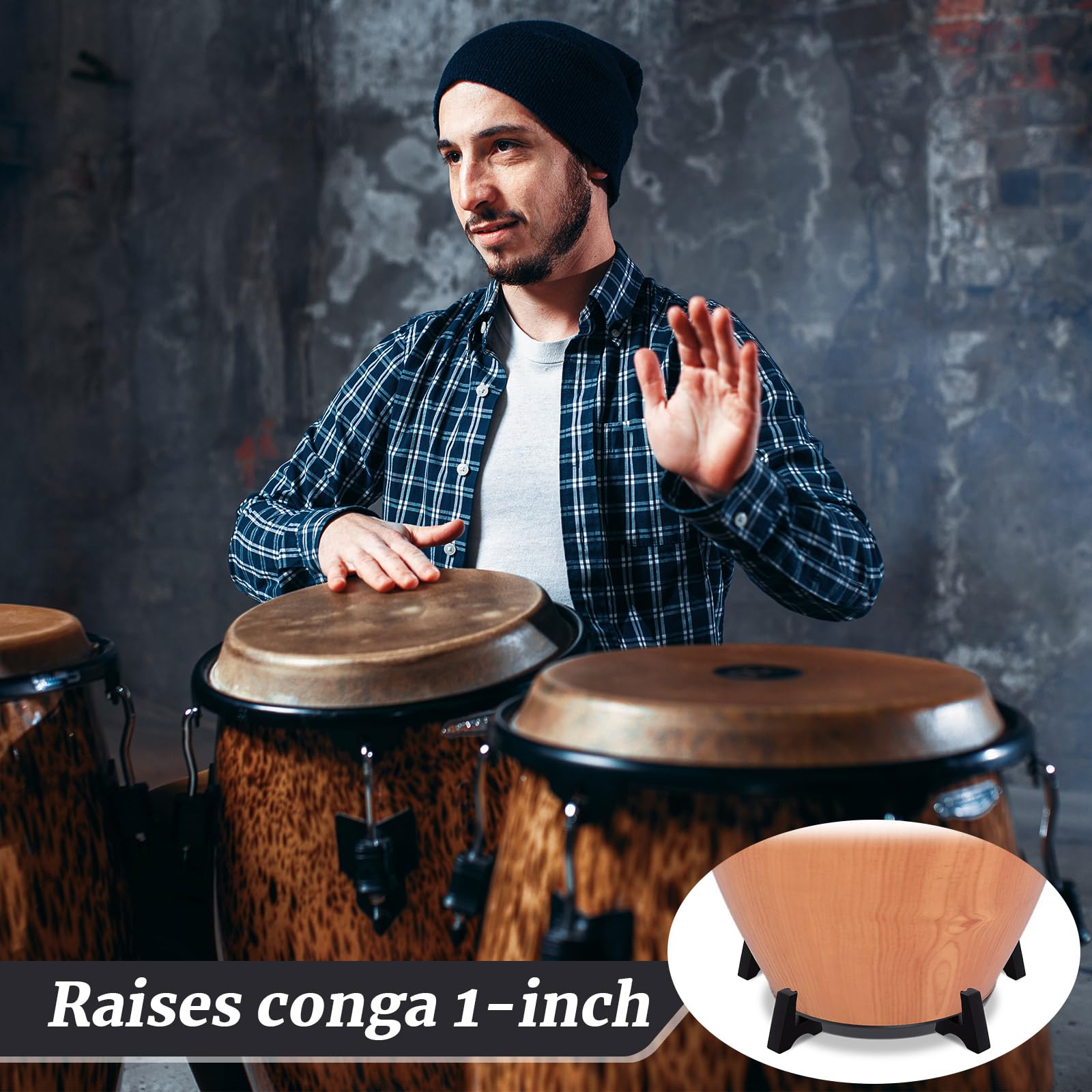 Boao 2 Set Rubber Conga Stand Drum Feet Risers for Conga Accessories