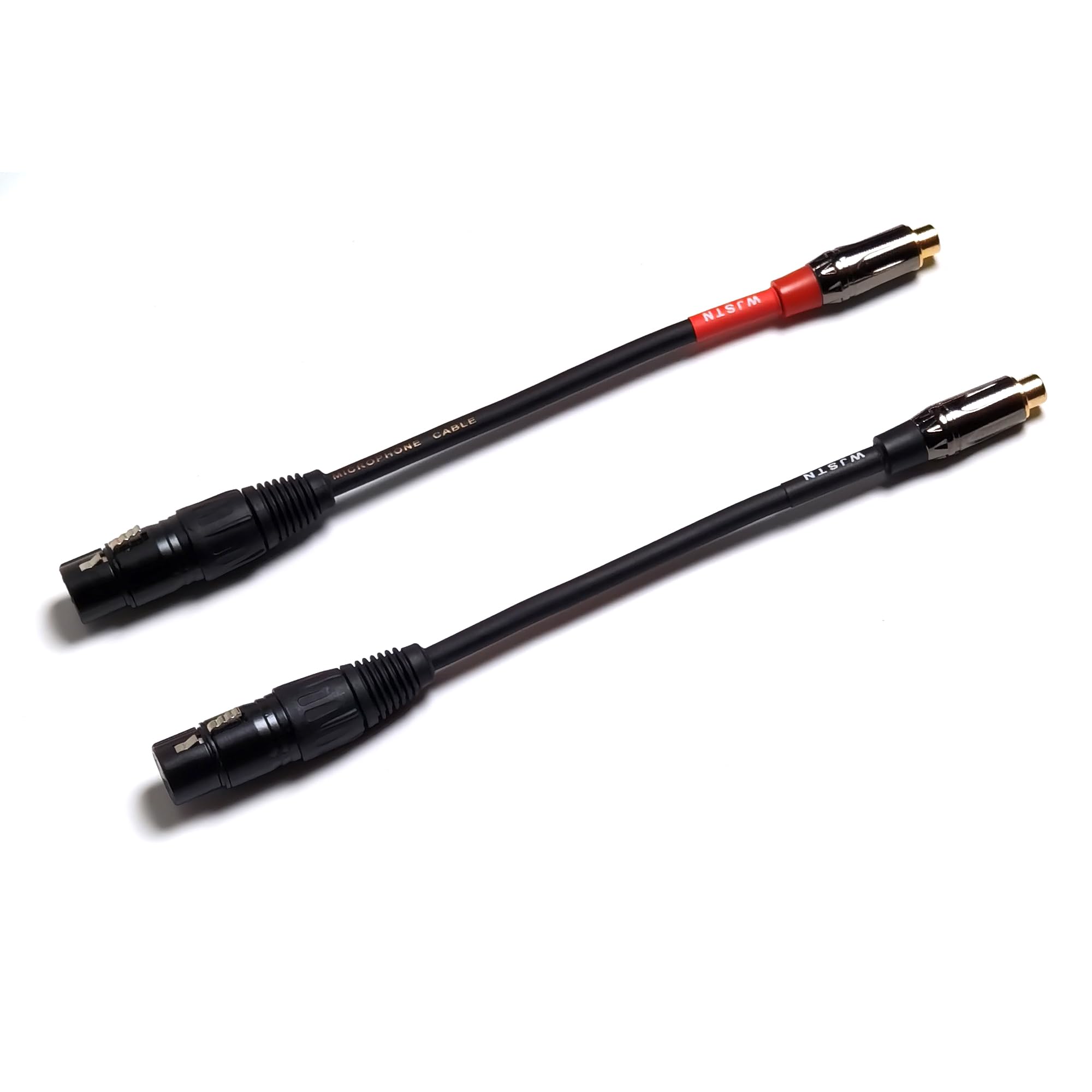 WJSTN XLR to RCA Cable Female to Female Adapter 3 Pin XLR to RCA Plug HiFi Audio Cable 2Pack/6 inches