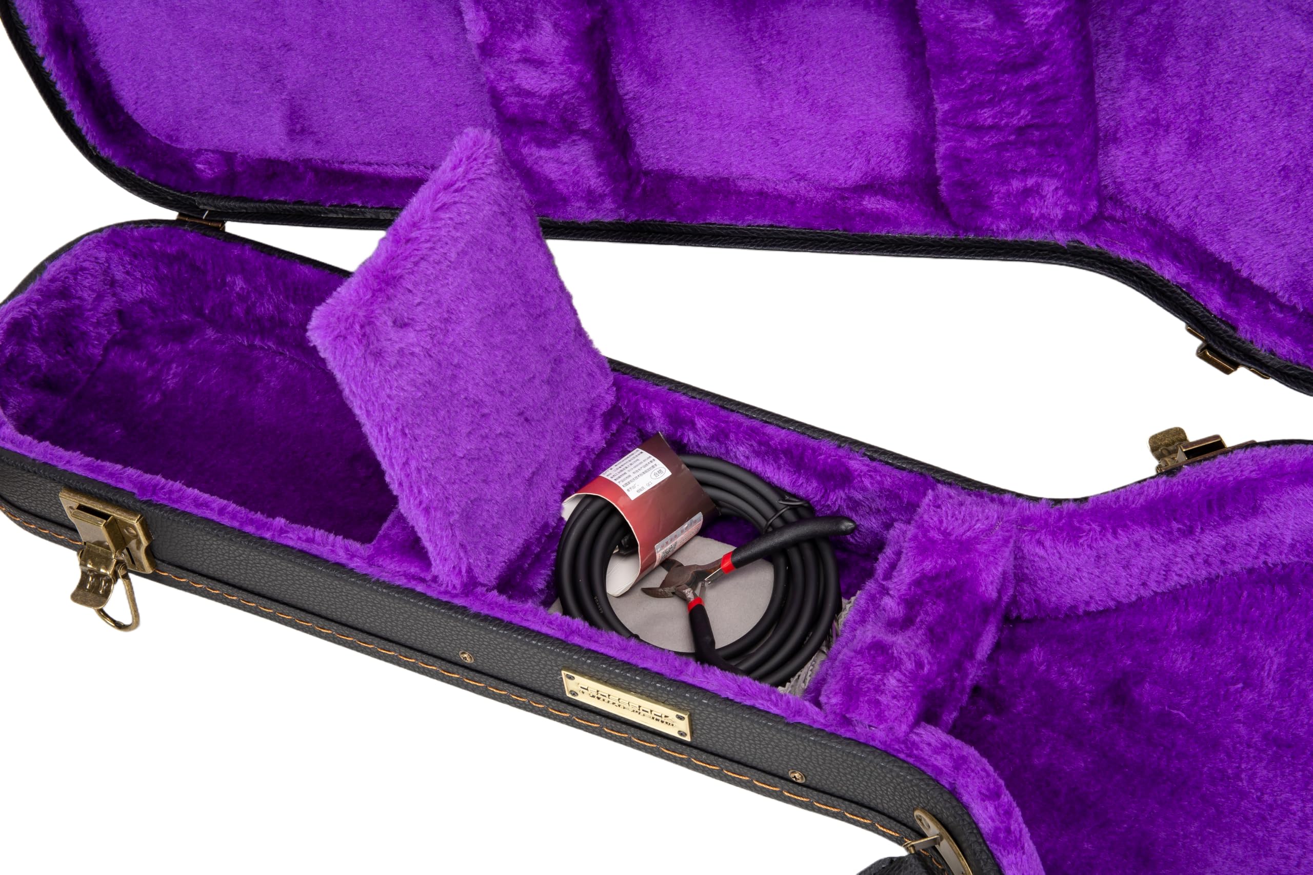 Crossrock PRS SE Standard solid body Guitar Case -Vintage Hardware, Sponge Lining, Metal Feet, Storage Space-Black (CRW520PRSEBK)