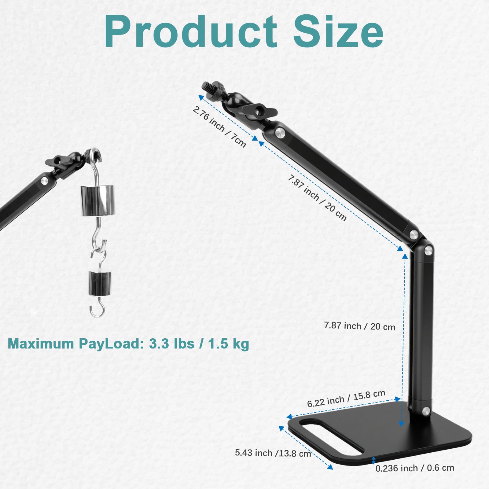 Mippko Desk Microphone Mic Stand, Adjustable Height Table Microphone Stand with Universal and Shock Mount Mic Clip, one 3/8″-16 Female to 5/8″-27 Male Adapter for Blue Yeti/BlueSnowball/SoloCast