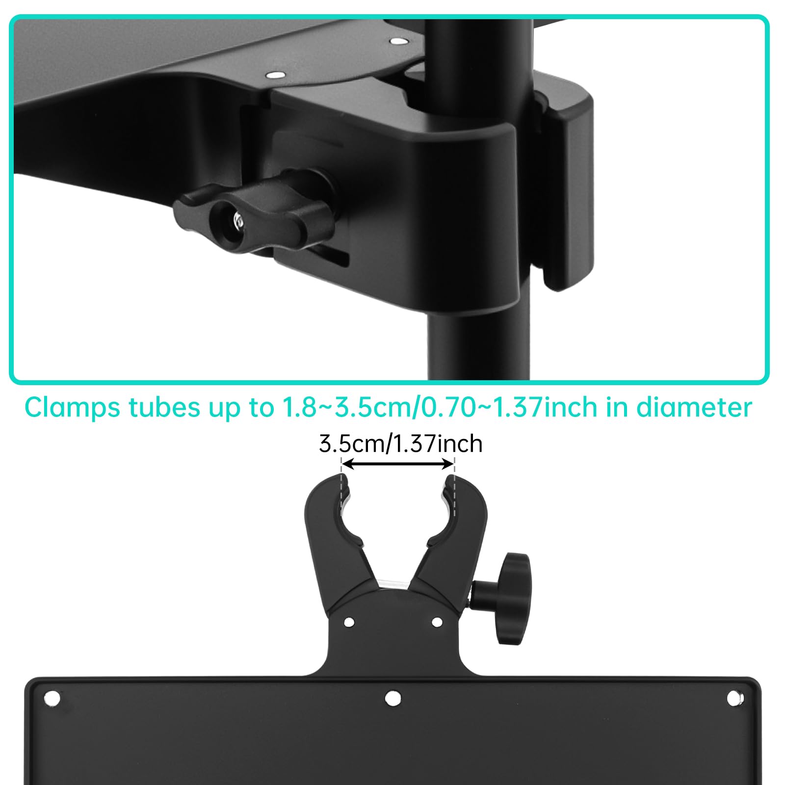 Mic Stand Tray, Large 10.6″ Clamp-On Shelf for Music Stand Stage Studio