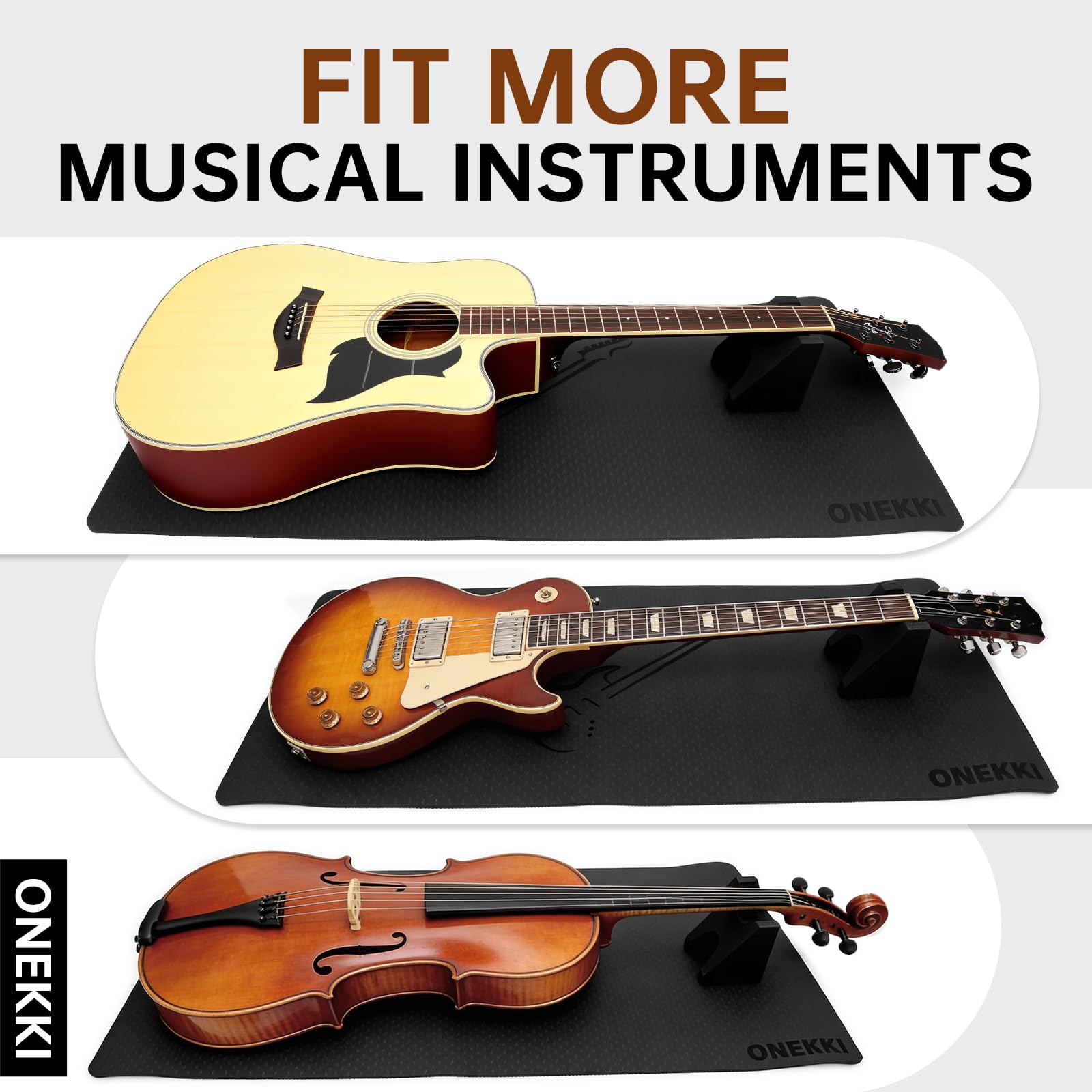 Guitar Neck Rest and 41”x 17”Guitar Mat, with Two Heights Support, Non-Slip