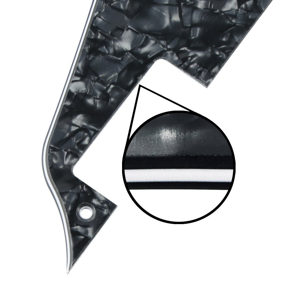 FLEOR 4Ply Black Pearl Pickguard Back Plate Screws Set & Switch Ring & Bracket Fit LP Style Guitar Pickguard Replacement