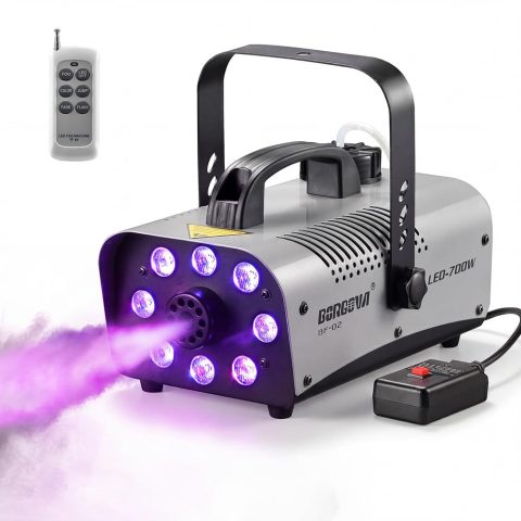 BORGOVA 700W Fog Machine 8 RGB LED 3000 CFM Wireless Remote Smoke Maker