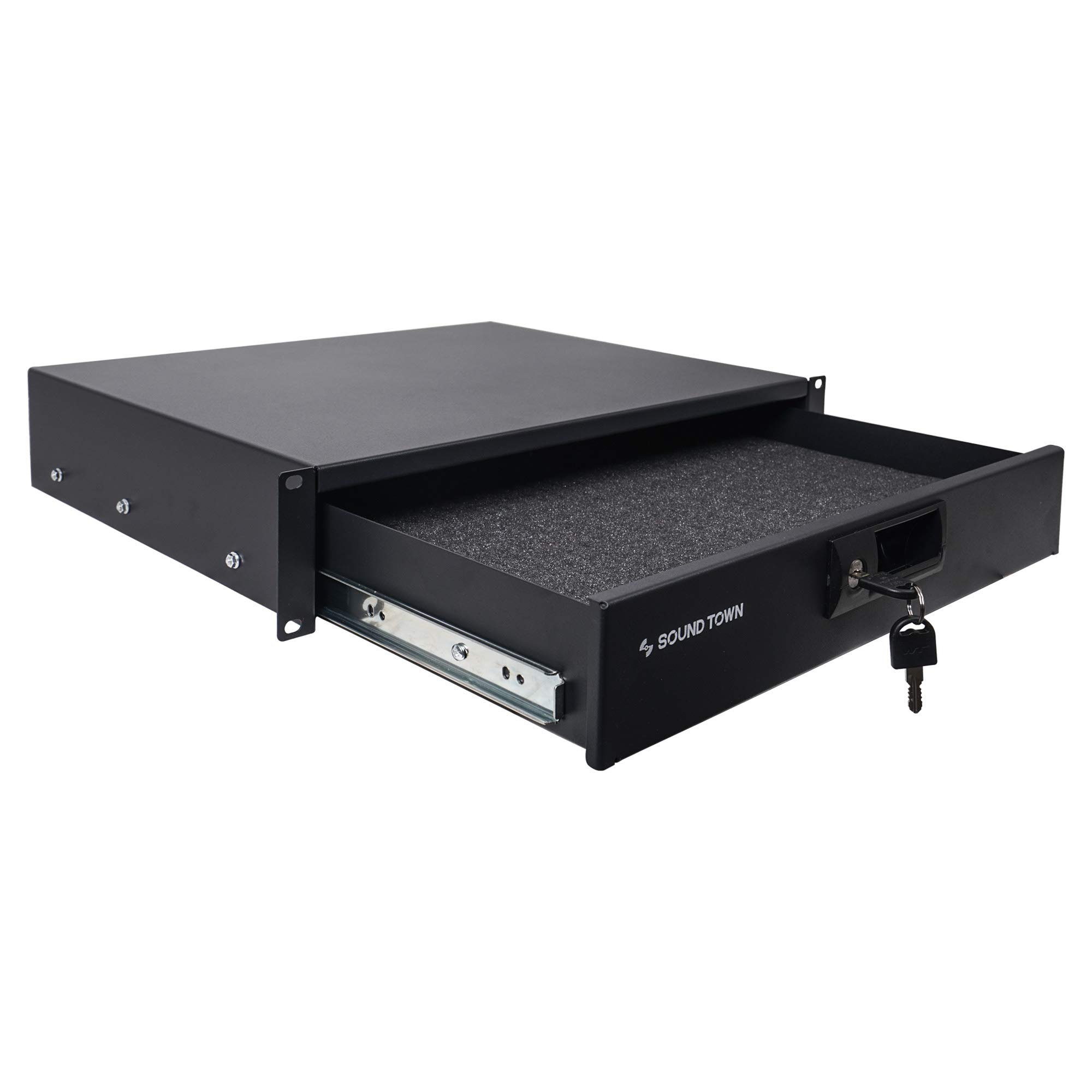 Sound Town 19-inch 2U Locking Rack Drawer, with Protection Foam (STRD-2D)