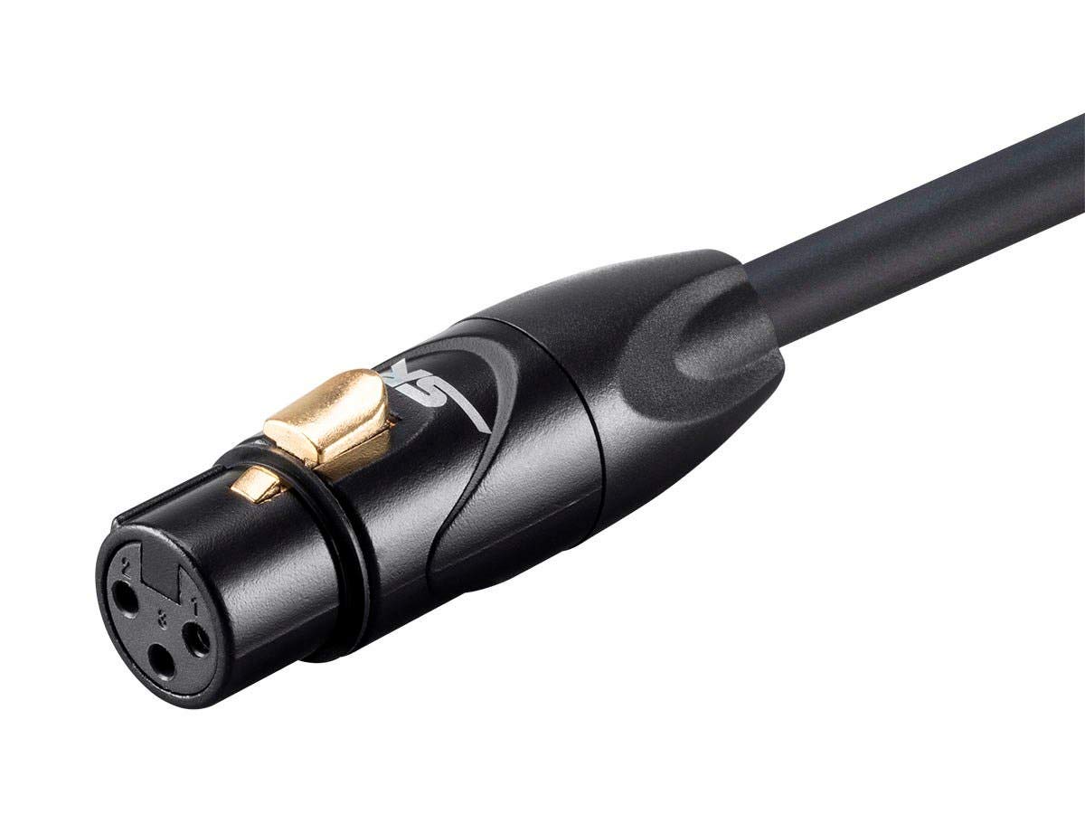Monoprice XLR Male to XLR Female Cable – Microphone & Interconnect, Gold Plated, 16AWG, 35 Feet, Black – Stage Right Series