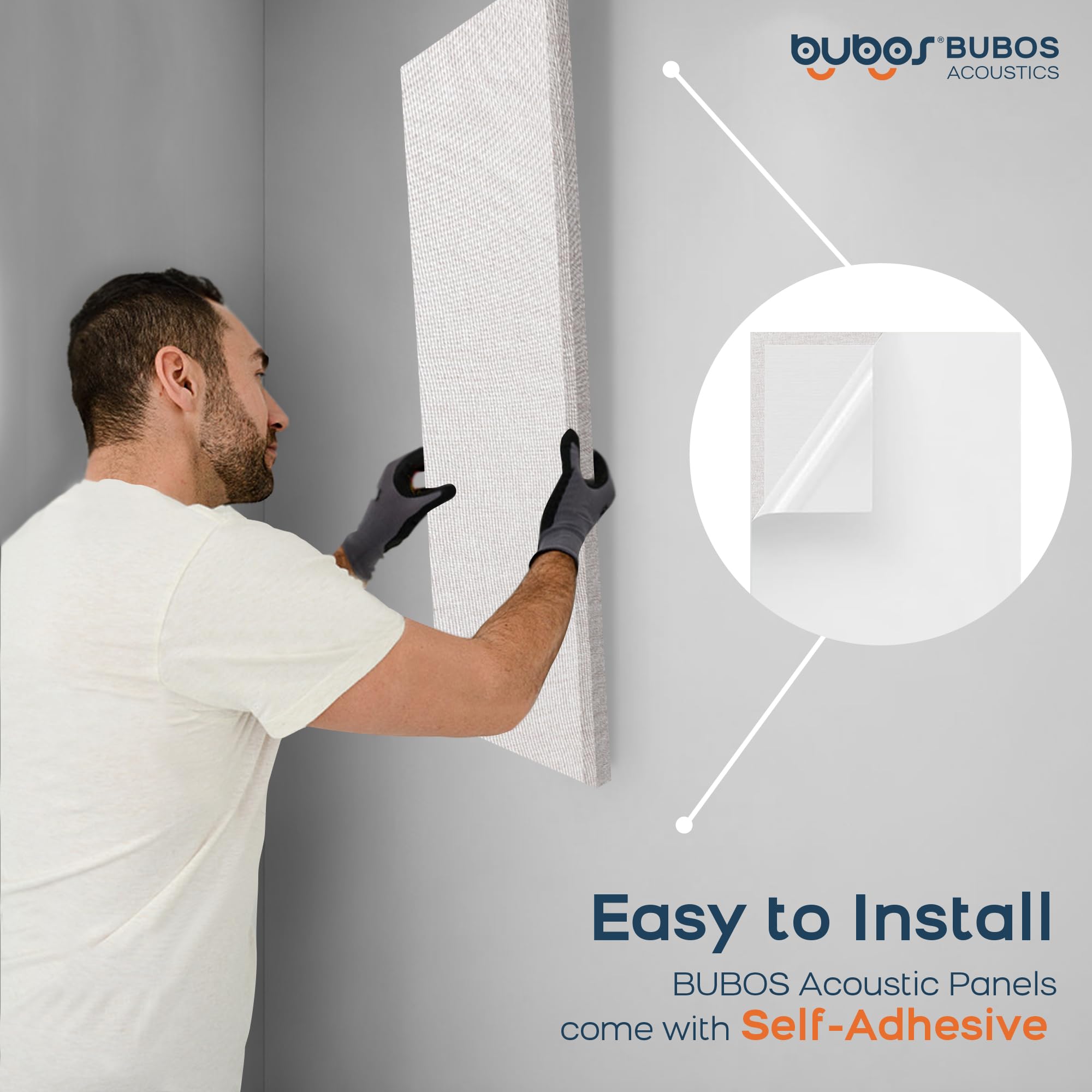 BUBOS 2-Pack Fabric Acoustic Panels 47.2×11.8×1″, Self-Adhesive Sound Panel