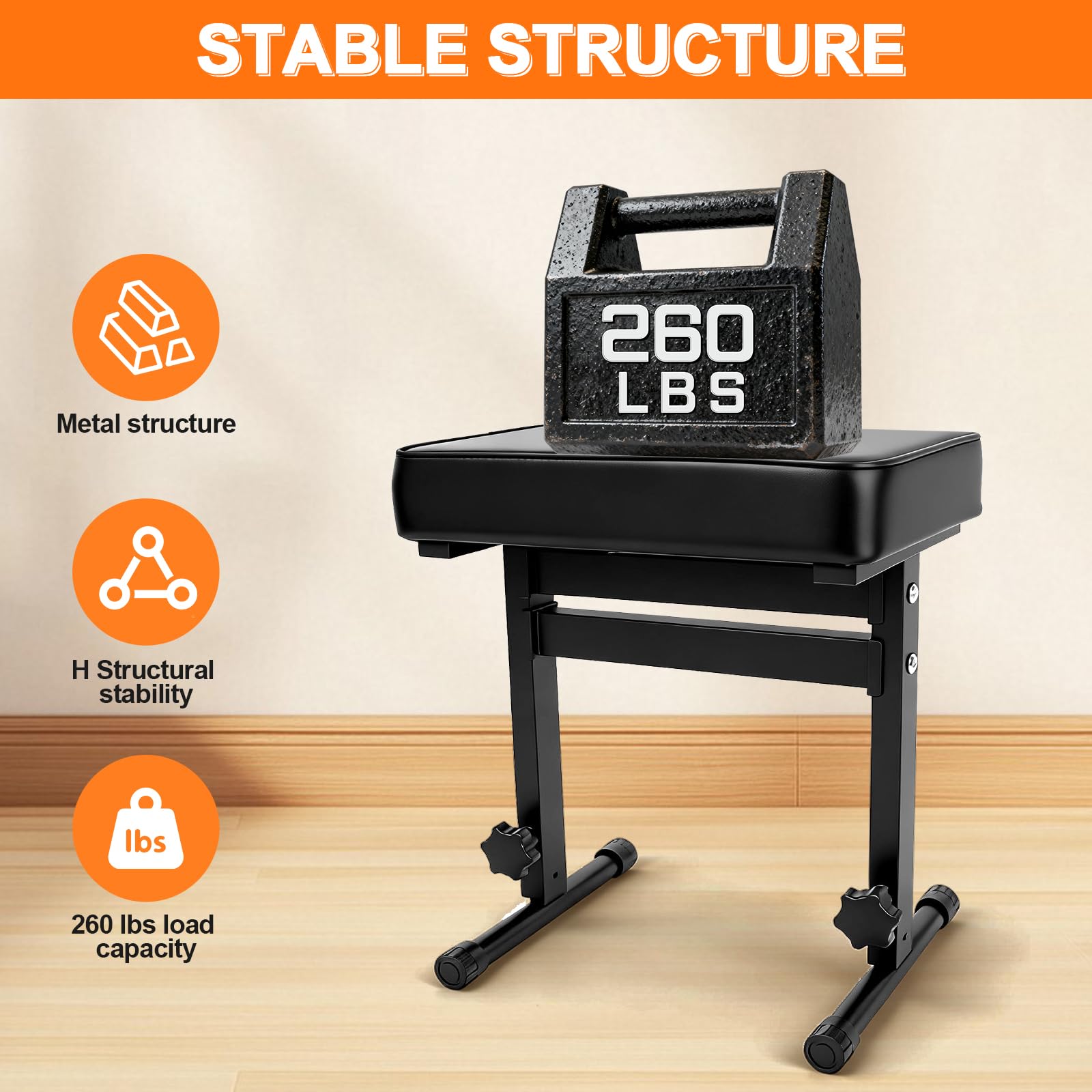 Firstar Adjustable Piano Bench 18.11″ to 22.83″, Durable Piano Stool with PVC Leather, Portable Keyboard Bench with Padded Cushion for Musicians Piano Stool Chair (Capacity: 260 lb)