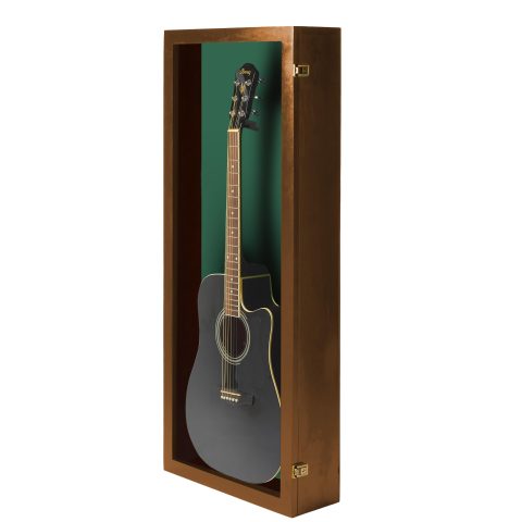 PENNZONI Acoustic Guitar Display Case – Acrylic Acoustic Guitar Case – Guitar Display Case Wall Mount Made from Hardwood Frame & Clear Acrylic – Walnut w/Felt Green
