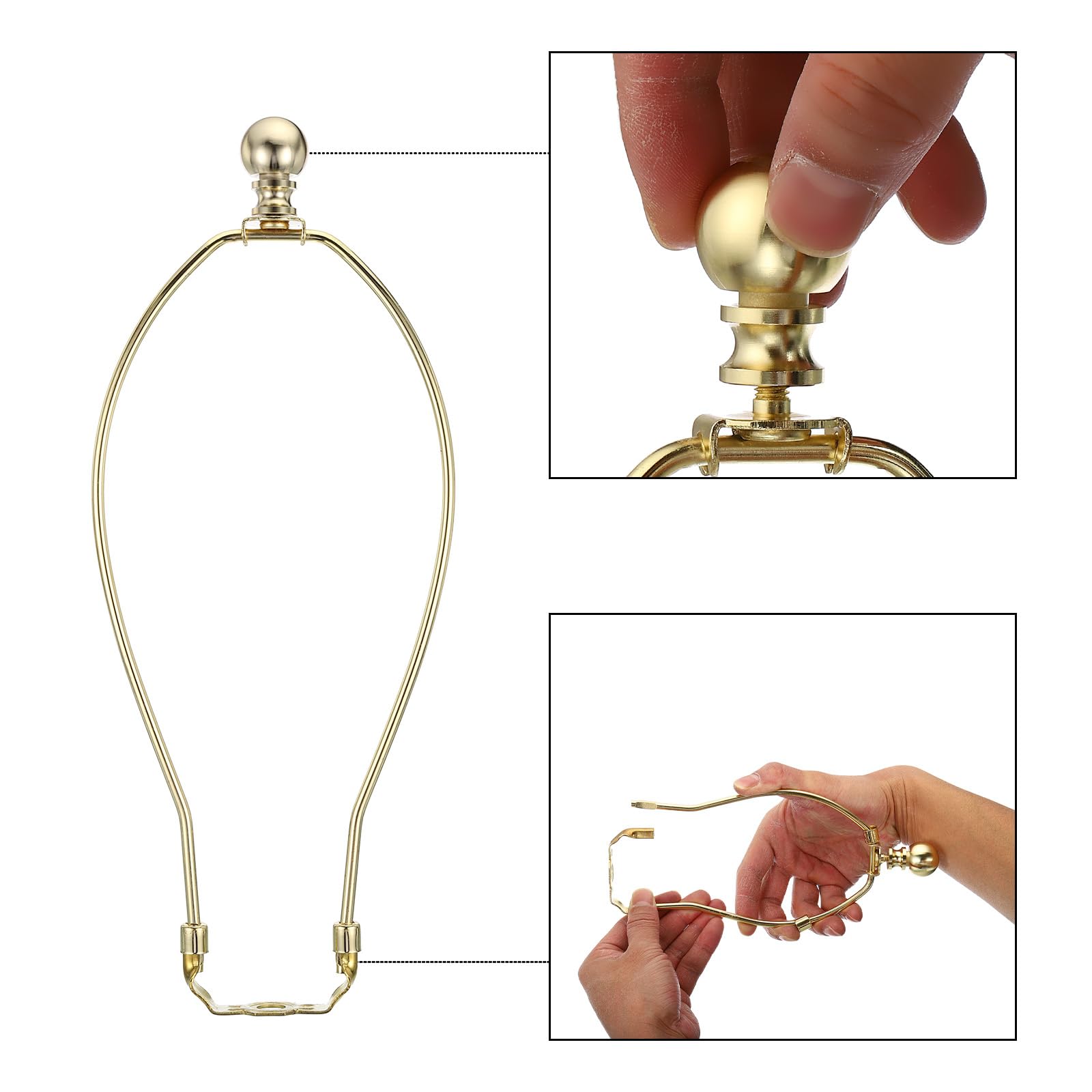 PATIKIL 11.5 Inch Lamp Harp Kit with Finial, 1 Set Detachable Shade Bracket Holder, DIY Lighting Accessories for Table Floor Lamps, Gold Tone