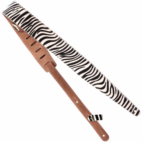 Nefelibata Guitar Strap 2.5″ Zebra print Horsehair Leather Guitar Straps with Foam Padding for Bass, Electric, and Acoustic Guitars
