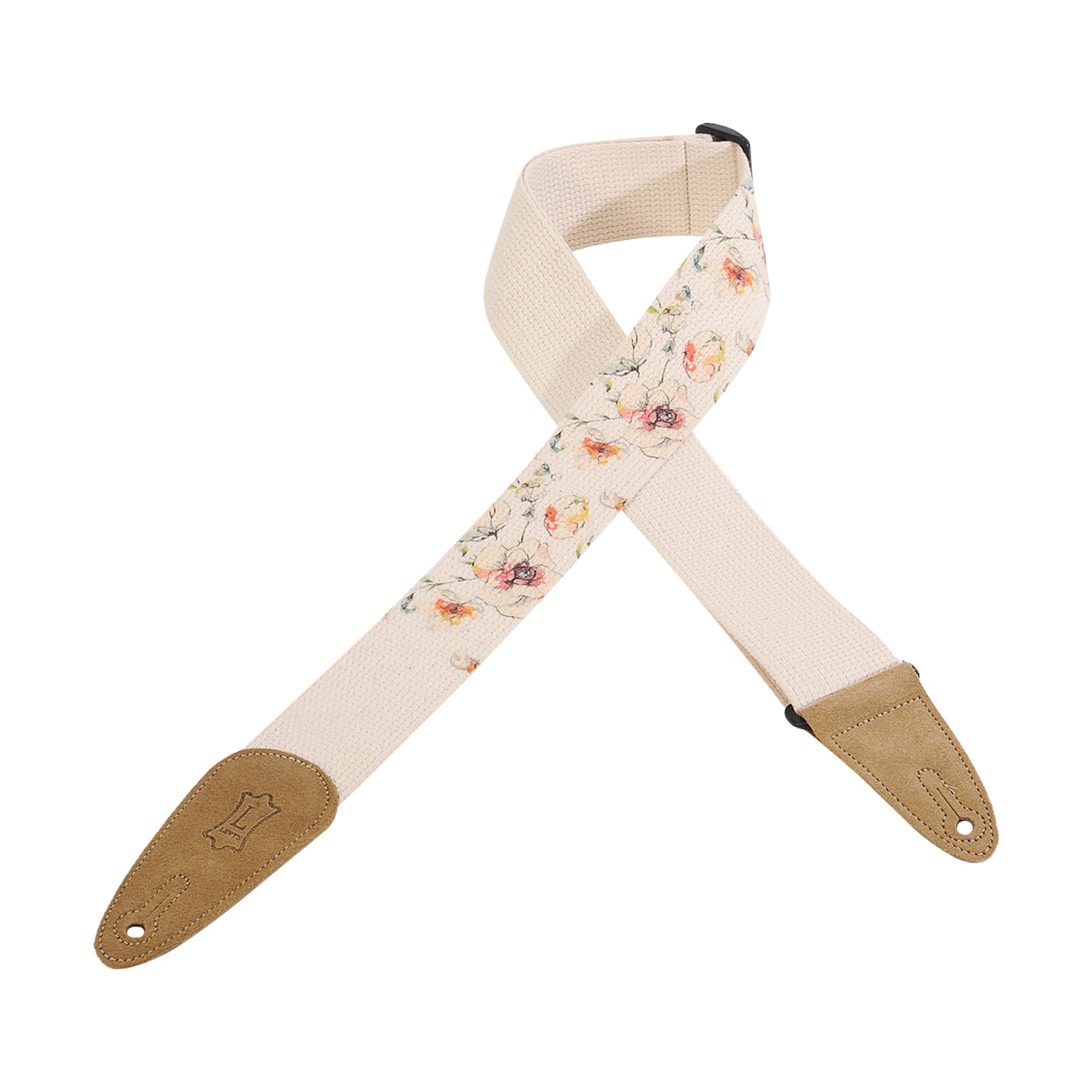 Levy’s Leathers MC8U-002 2″ cotton guitar strap with decorative print and suede ends. Tri-glide adjustable to 65″