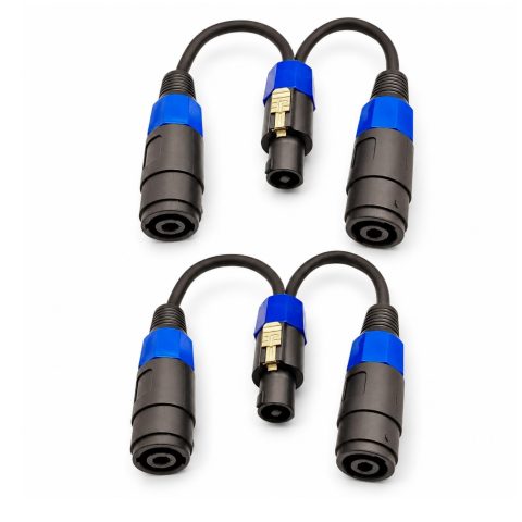 KOOKFJLLZ Speakon Splitter Cable 2-Pack, 1 Male to 2 Female NL2 Y-Cable, Oxygen-Free Copper Conductors, Twist-Lock Connector for DJ PA Stage Monitor Subwoofer Live Sound System