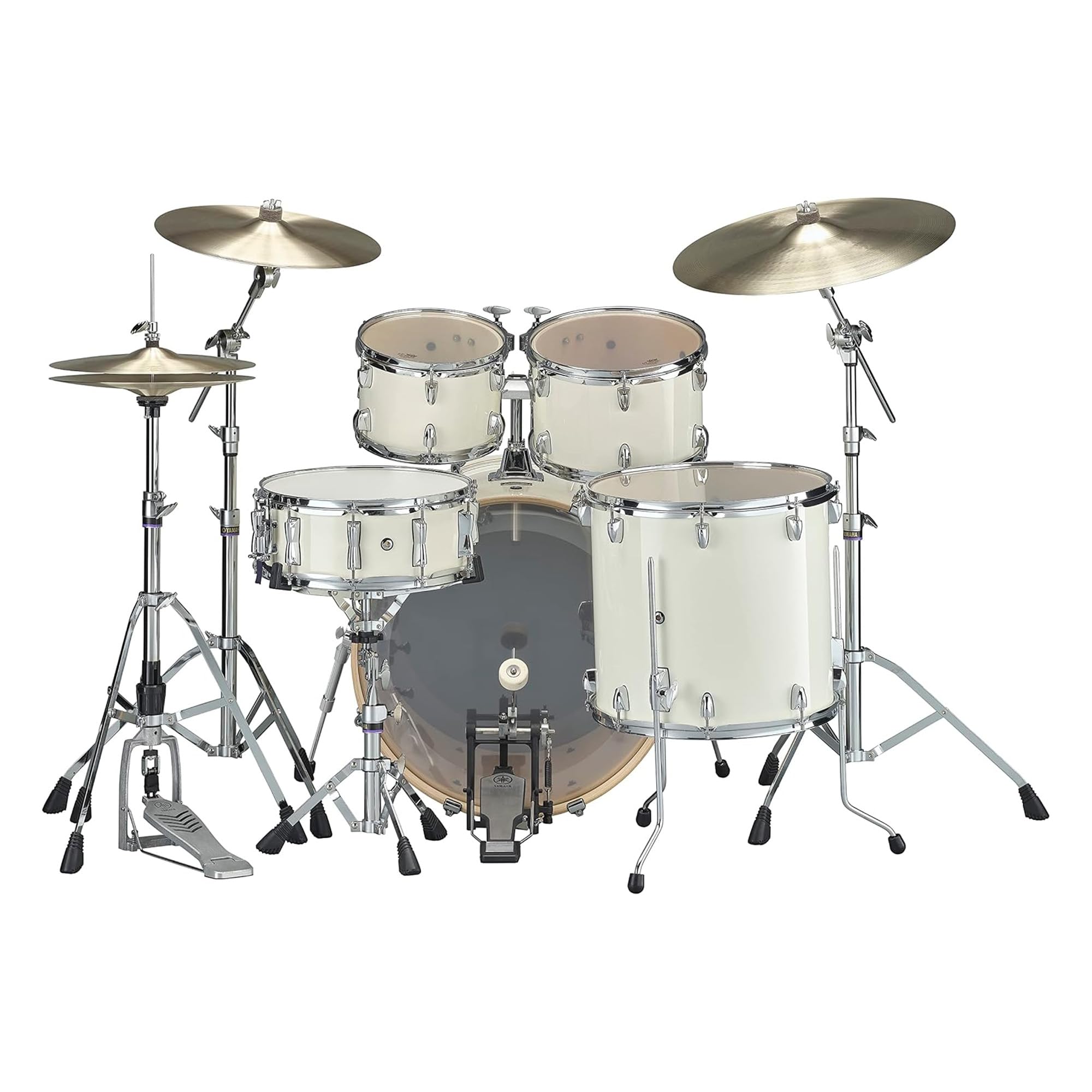 Yamaha SBP0F50CLW Stage Custom Birch 5pc Drum Shell Pack With a 20″ Kick Drum and 14? Snare Drum in Classic White For Students and Working Drummers ()