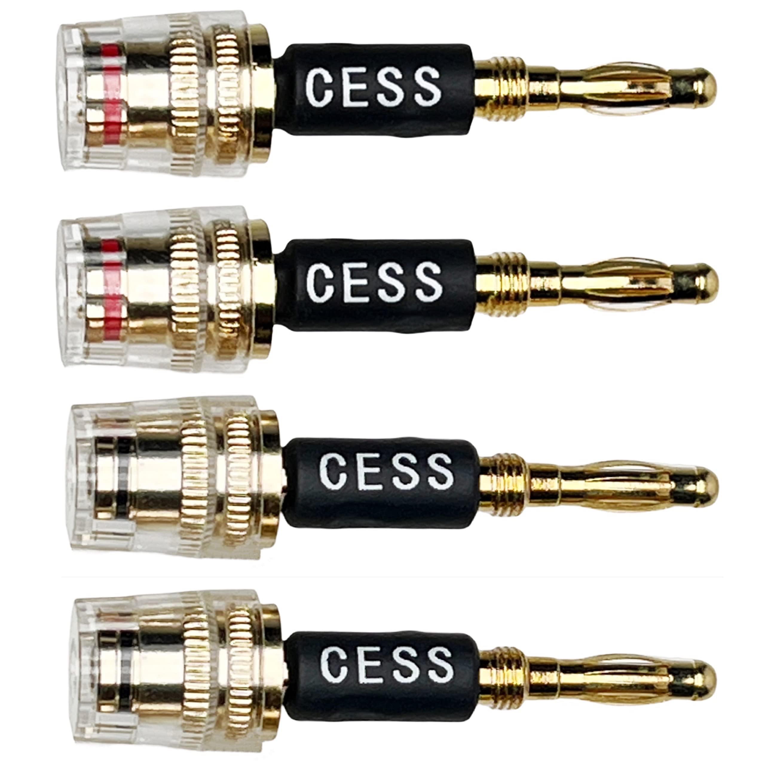 CNCESS Banana Plug Connect to Spade Fork Plug Speaker Cable Adapter, 4 Pack