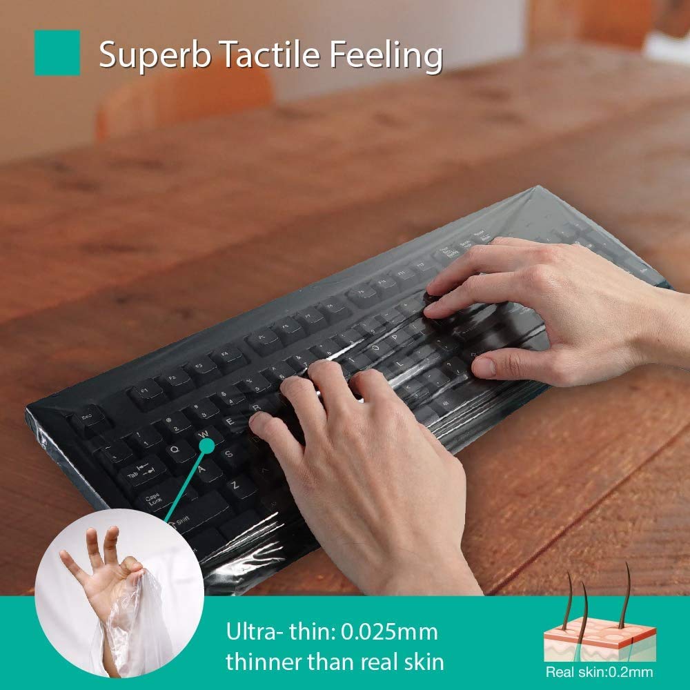 Green Onions Supply Universal KeyboardCap. Fully Covered Flat Style 0.025mm Waterproof Anti-Dust Desktop Keyboard Cover with Numeric Hospital/Dentist Use (10x Value 20packs)