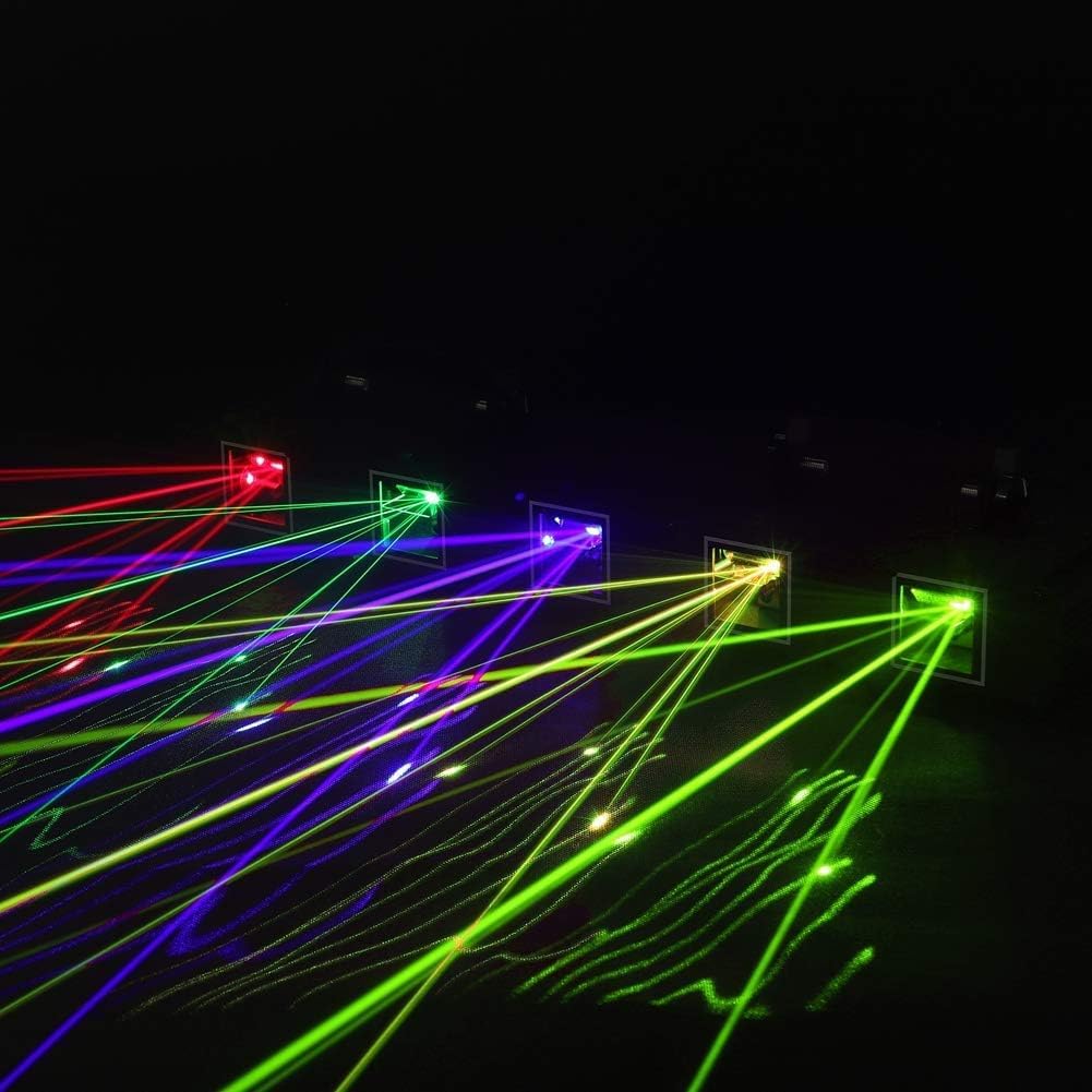 DJ Laser Lights, U`King 5 Beam Effect Sound Activated DJ Party Lights RGBYC LED Music Light by DMX Control for Disco Dancing Birthday Bar Stage Lighting(2PC)