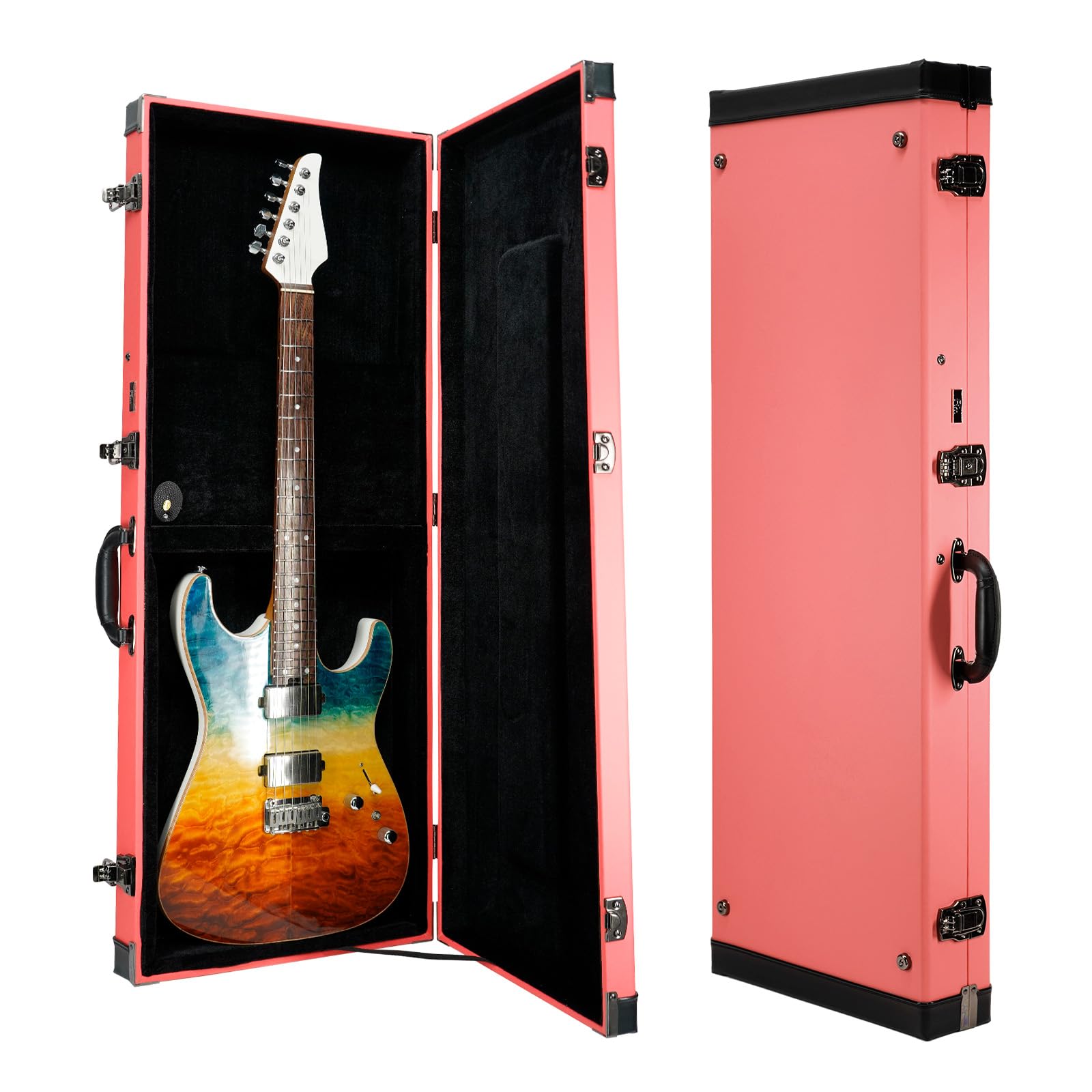 REAL MISSION Electric Guitar Case Hard, Fits Fender Strat, Tele, and Standard Guitars, Portable 4-Layer Protection Hardshell with Comfort Handle, Secure Metal Lock (Light Pink)