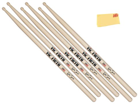 Vic Firth Signature Series Nate Smith Drumsticks – 12‑Pack Bundle with Austin Bazaar Polishing Cloth