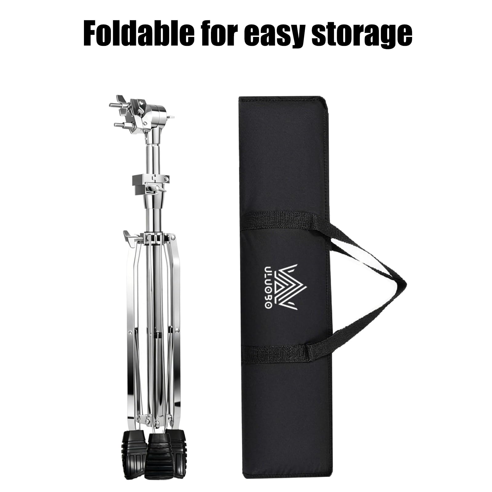 ULUOBO Heavy Duty Electronic Drum Pad Stand for Percussion Sample Pads, Foldable, with Carry Bag (Silver)