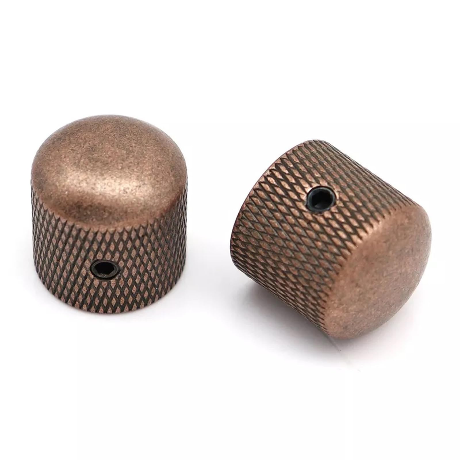 XIYANGJUAN 2Pcs Electric Bass Guitar Knobs Red Copper Metal Volume Tone Speed Control Dome Knob for Fender Telecaster Bass Guitar Accessories (Red Copper)