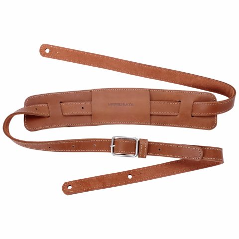 Nefelibata Guitar Strap with Shoulder Pad and Bavarian Tumbled Cowhide Lining for Acoustic, Electric, Bass Guitar – Brown